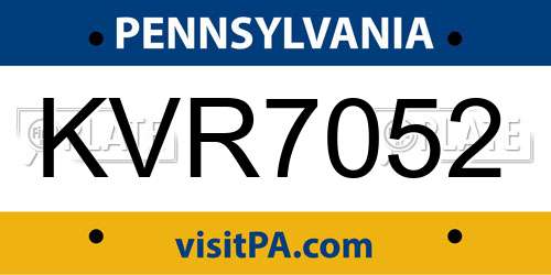 KVR7052 Pennsylvania License Plate