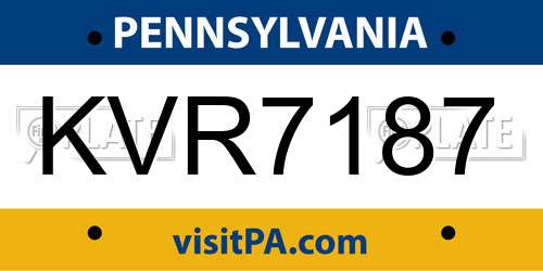 KVR7187 Pennsylvania License Plate