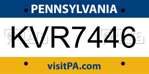 KVR7446 Pennsylvania License Plate
