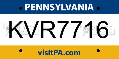 KVR7716 Pennsylvania License Plate