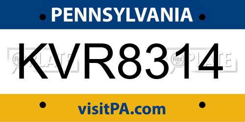 KVR8314 Pennsylvania License Plate