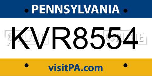 KVR8554 Pennsylvania License Plate