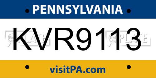 KVR9113 Pennsylvania License Plate