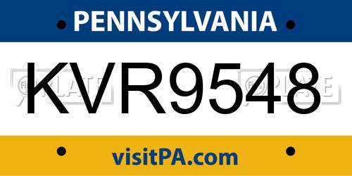 KVR9548 Pennsylvania License Plate