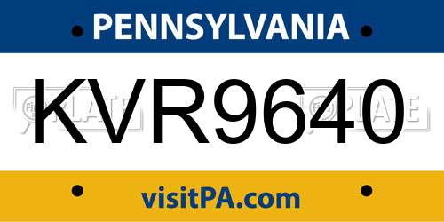 KVR9640 Pennsylvania License Plate