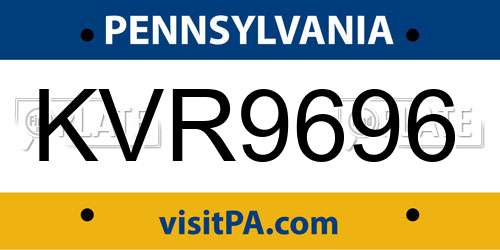 KVR9696 Pennsylvania License Plate