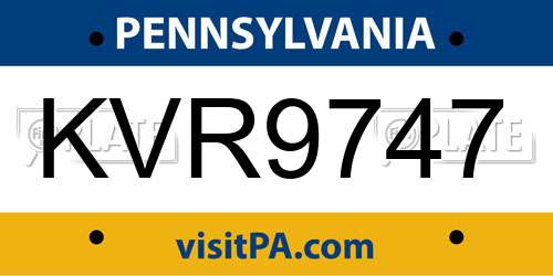 KVR9747 Pennsylvania License Plate