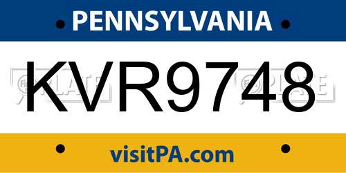 KVR9748 Pennsylvania License Plate