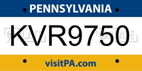 KVR9750 Pennsylvania License Plate