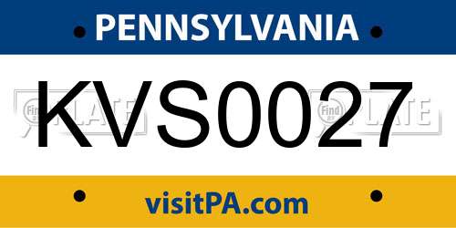 KVS0027 Pennsylvania License Plate
