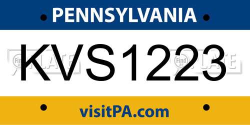 KVS1223 Pennsylvania License Plate