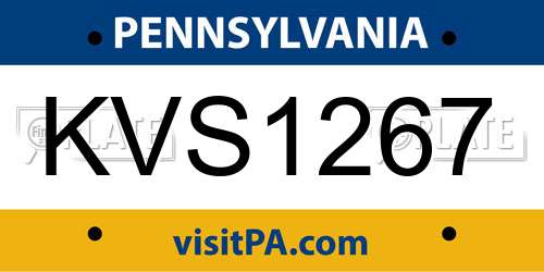 KVS1267 Pennsylvania License Plate