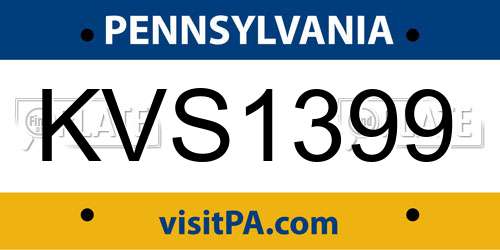 KVS1399 Pennsylvania License Plate