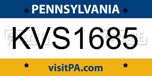 KVS1685 Pennsylvania License Plate
