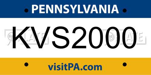 KVS2000 Pennsylvania License Plate