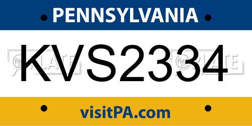 KVS2334 Pennsylvania License Plate