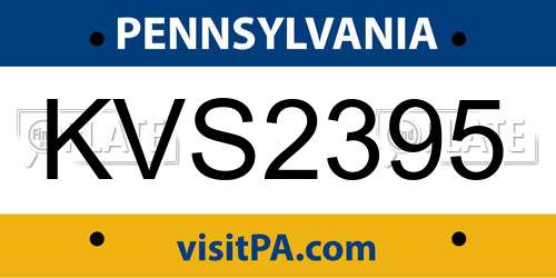 KVS2395 Pennsylvania License Plate