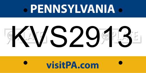 KVS2913 Pennsylvania License Plate