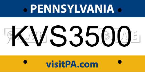 KVS3500 Pennsylvania License Plate