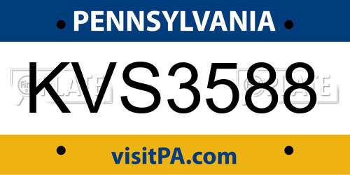 KVS3588 Pennsylvania License Plate