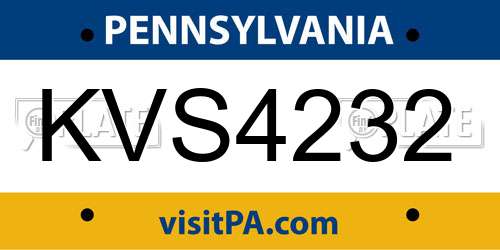 KVS4232 Pennsylvania License Plate