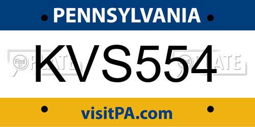 KVS554 Pennsylvania License Plate
