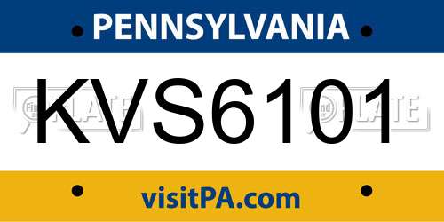KVS6101 Pennsylvania License Plate