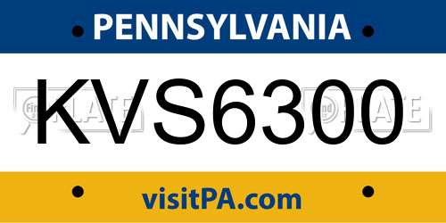 KVS6300 Pennsylvania License Plate