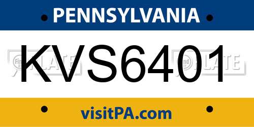 KVS6401 Pennsylvania License Plate