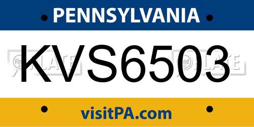 KVS6503 Pennsylvania License Plate
