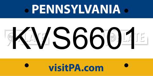 KVS6601 Pennsylvania License Plate