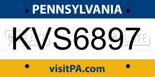 KVS6897 Pennsylvania License Plate
