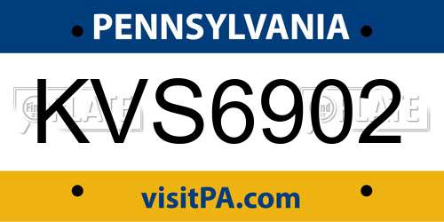 KVS6902 Pennsylvania License Plate