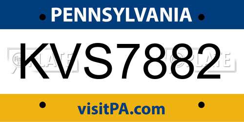KVS7882 Pennsylvania License Plate