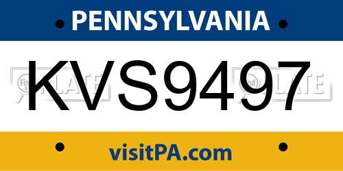 KVS9497 Pennsylvania License Plate