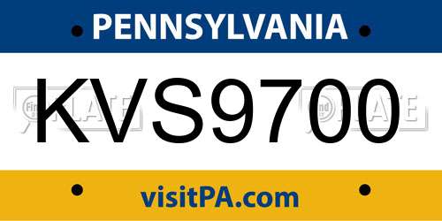 KVS9700 Pennsylvania License Plate