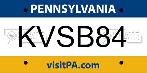 KVSB84 Pennsylvania License Plate