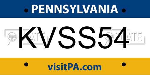 KVSS54 Pennsylvania License Plate