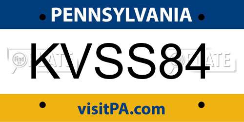 KVSS84 Pennsylvania License Plate