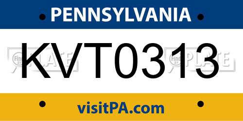 KVT0313 Pennsylvania License Plate