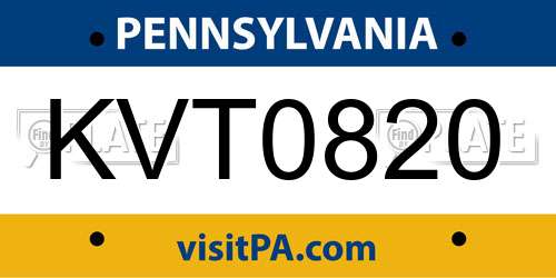 KVT0820 Pennsylvania License Plate