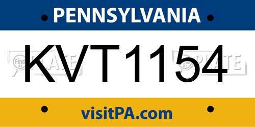 KVT1154 Pennsylvania License Plate