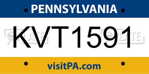KVT1591 Pennsylvania License Plate