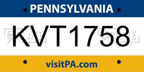 KVT1758 Pennsylvania License Plate