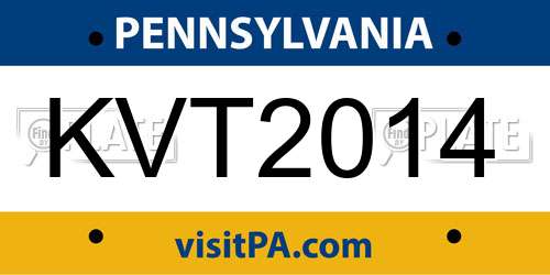 KVT2014 Pennsylvania License Plate