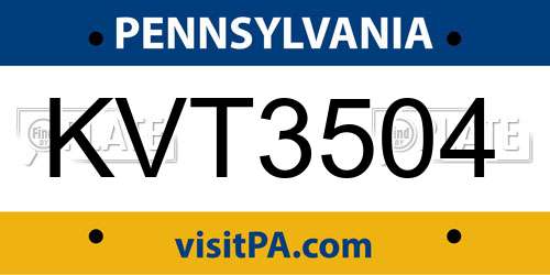 KVT3504 Pennsylvania License Plate