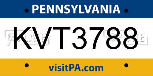 KVT3788 Pennsylvania License Plate