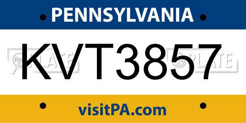 KVT3857 Pennsylvania License Plate