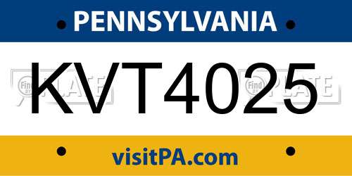KVT4025 Pennsylvania License Plate