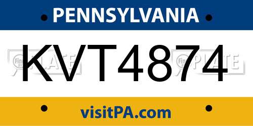 KVT4874 Pennsylvania License Plate